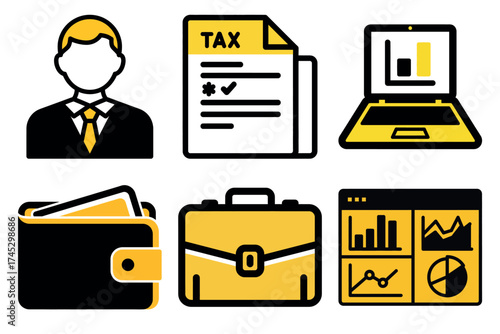 Financial business icons set vector illustration scalable eps for adobe stock vector