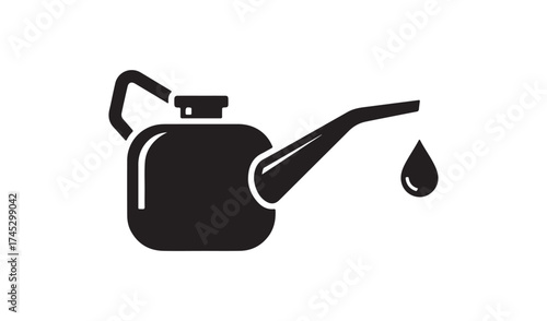 Oil can with a drop of oil isolated on white background