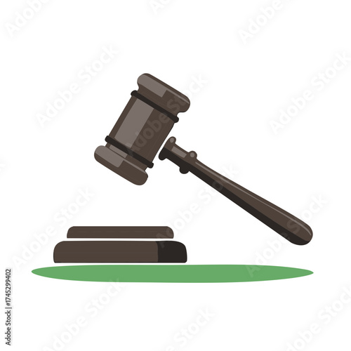 Judge's Gavel and Sounding Block on a Green Surface Representing Justice and Law