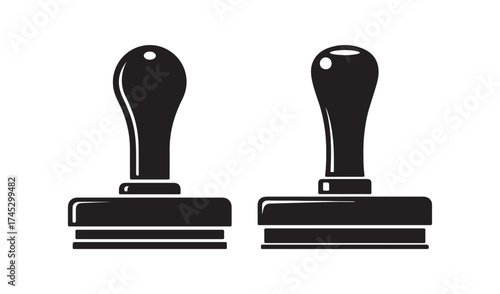Two black rubber stamps isolated on white background