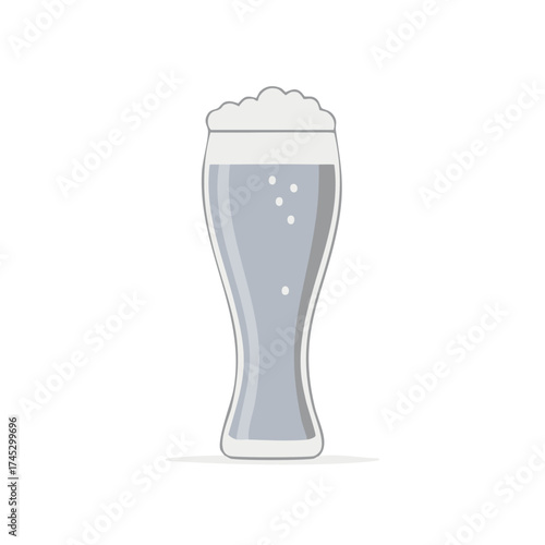 Refreshing foamy beverage in a tall pilsner glass with bubbles vector illustration