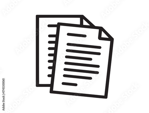 Files and Documents icon 2D vector line art for office paperwork management