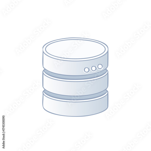 Simple White Isolated Server Database Symbol with Blue Edges on White Backdrop