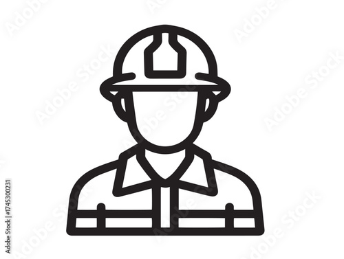 Firefighter icon 2D vector line art for brave first responder profession