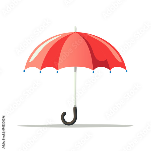 Stylized Open Red Umbrella Design for Rainy Weather Protection with Cartoon Aesthetic