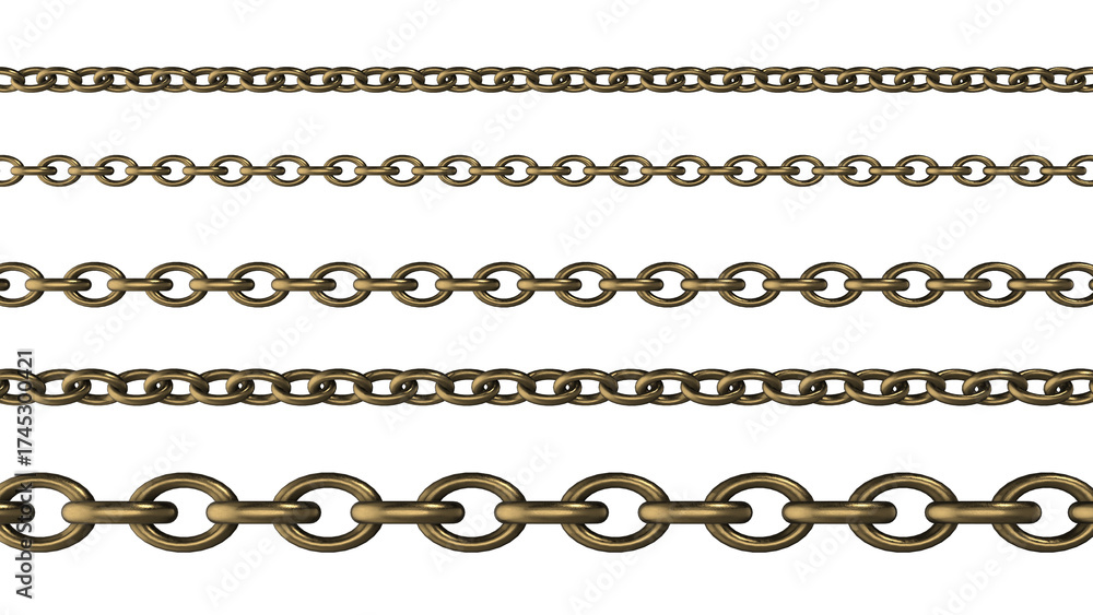 Fototapeta premium 金色の鎖の仕切り線のセット