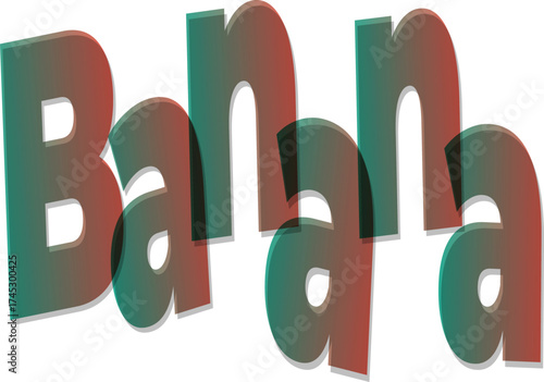 Banana typography overlapping letters in red and green color scheme