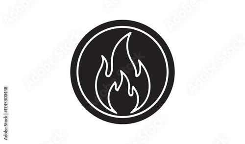 Burning flame logo isolated on white background in vector