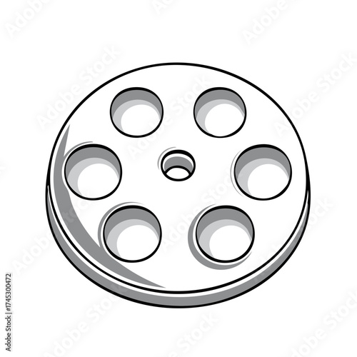 Black and white film reel vector illustration for cinema and filmmaking