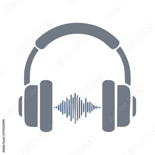 Modern Headphones Displaying Sound Wave Visualization Technology