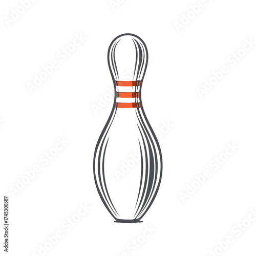 Bowling Pin Vector Illustration with Stripes for Sport Leisure Game