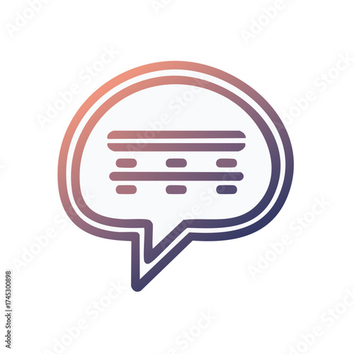 Minimalist chat bubble icon with simple text in a modern gradient color scheme for communication purposes