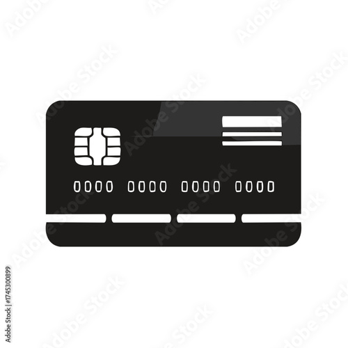 Black Credit Card with Chip and Magnetic Stripe for Payment Transactions