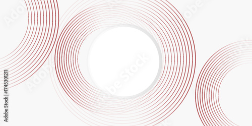 Abstract white background with red circle lines. Digital future technology concept. vector illustration.