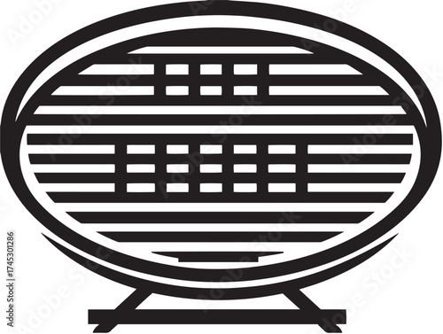 Grill restaurant icon 2D vector line art for barbecue and dining
