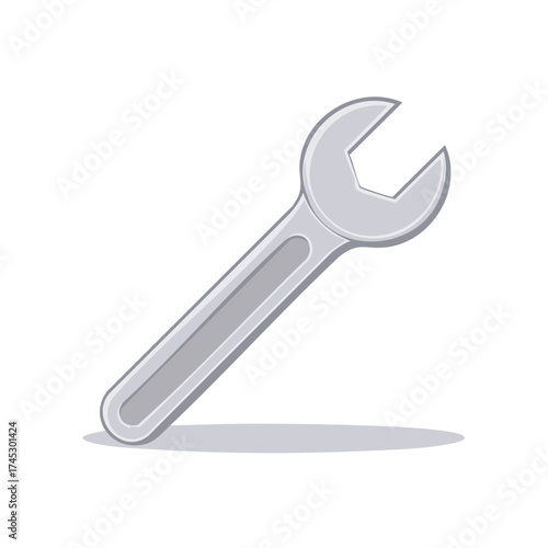 Metallic grey wrench for repair maintenance and construction vector illustration graphic