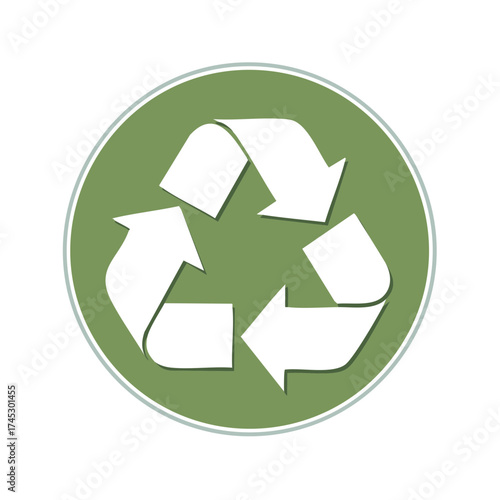 Isolated Recycle Symbol Design Green Circle White Arrows Sustainability Icon