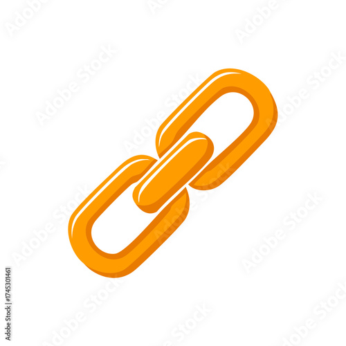 Abstract illustration of an orange chain link, depicting connection and networking.
