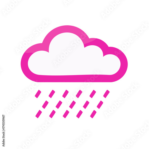 Pink Cloud With Falling Rain Drops Weather Icon