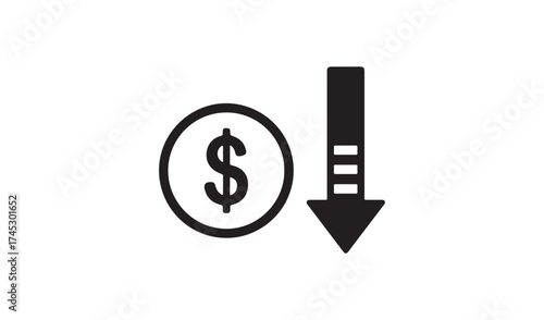 Cost reduction icon isolated on white background vector