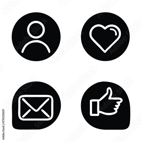 User Engagement Icons A Set of Social Media and Communication Symbols