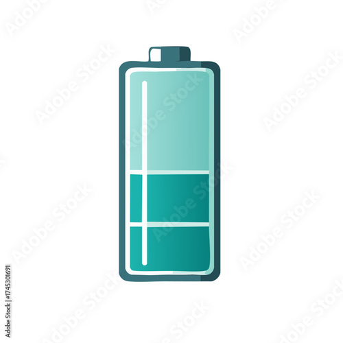 Green Tinted Battery Icon Symbolizing Medium Power Level on an Isolated Background