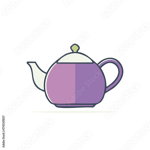 Charming Purple Teapot with Unique Style Tea Serving Icon Beverage Time