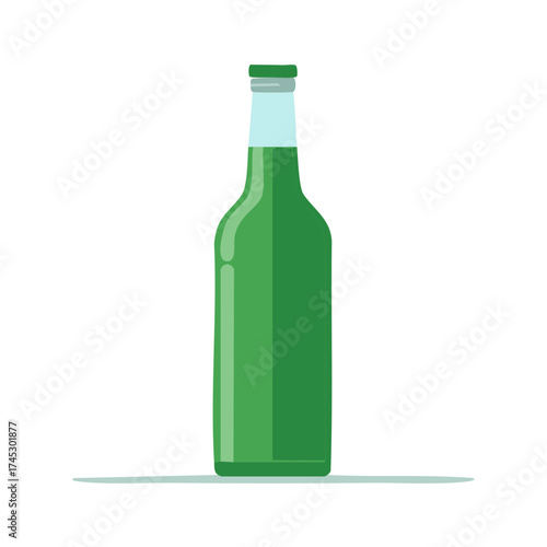 Green Glass Bottle with Light Blue Cap