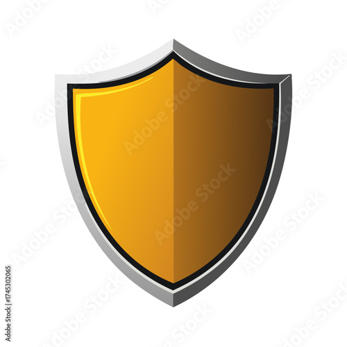 Free Download Golden shield with gray frame, security protection symbol, abstract emblem - GFXLoad