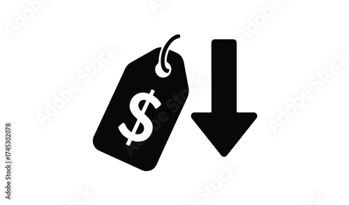 Price reduction icon isolated on white background vector