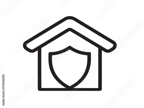 Home security icon 2D vector line art for protection and alarm system