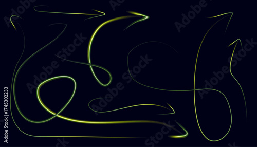 Glowing Abstract Arrows Directional Cues and Navigation Elements on Dark Background