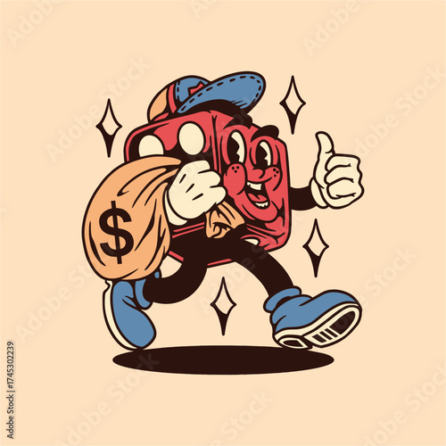 rich dice cartoon illustration design