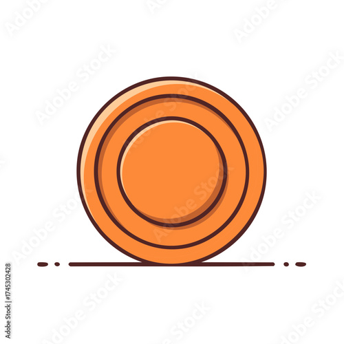 Orange target illustration of a clay pigeon for sport shooting practice, outline