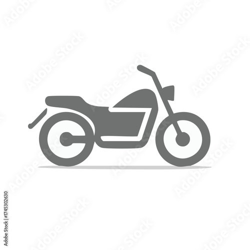 Motorcycle Simple Icon Design, Minimalist Vehicle Illustration, Road Transport Symbol, Modern Gray Motorbike Shape, Moped Vehicle