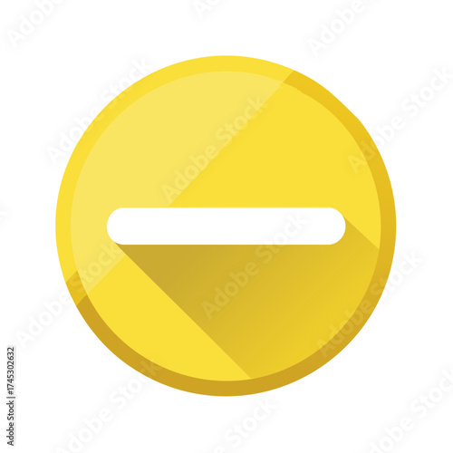 Yellow circle icon with a horizontal white line and shadow