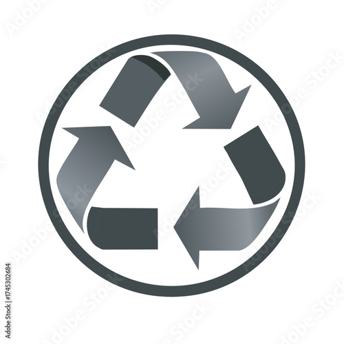 Sleek Metal Recycling Symbol Elegant Design Eco Friendly Initiatives Global Sustainability Efforts