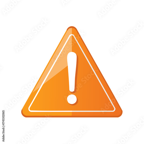 Orange hazard warning sign with an exclamation mark icon. Safety awareness.