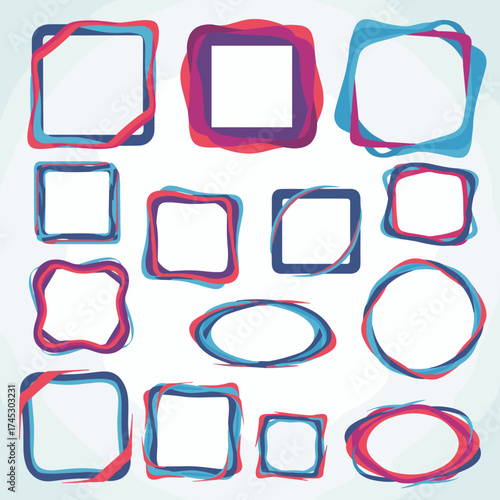 Abstract colorful geometric frames and borders with soft edges