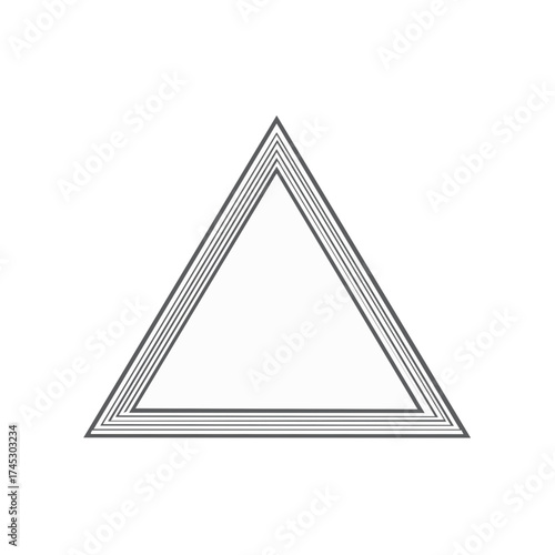 Geometric abstract triangle shape with multiple parallel lines in neutral grey