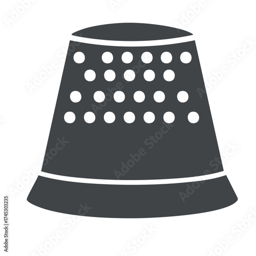 Thimble for Hand Sewing Needlework Craft Tool Gray Flat Design