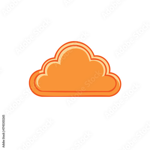 Stylized orange cloud icon with outline for weather forecasts and digital concepts
