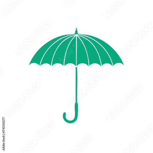 Vibrant green umbrella icon illustration symbolizing rain protection and weather forecasts