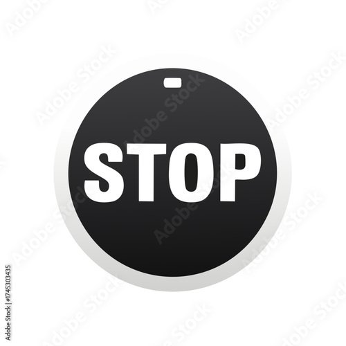 Round Sign Featuring the Text Stop Safety Regulations Awareness Guidance Reminder Attention Compliance Control Signage Halt Icon