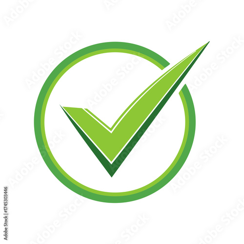 Green check mark symbol in circle icon approved or success concept