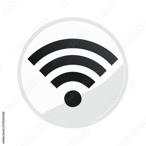 Wi-Fi Symbol Round Button. Wireless Internet Connection icon. Signal strength indicator network.