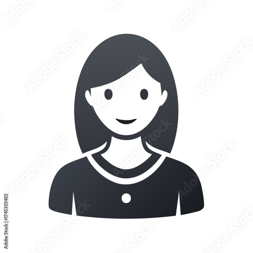 Smiling Woman Vector Portrait Simple Graphic Design Illustration