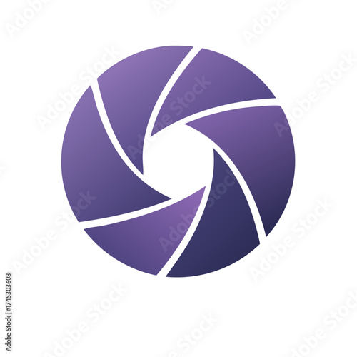 Gradient Purple Aperture Blades Shaping a Lens Iris Forming a Diaphragm with Open Center