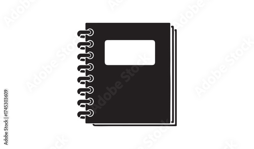 Black and white notebook isolated on white background