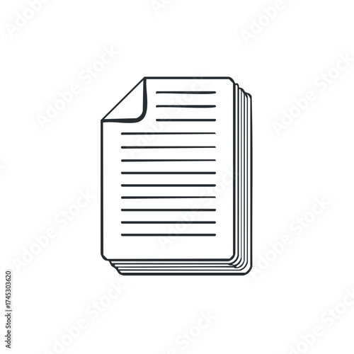 Stack of lined pages representing documents or data collection icon vector illustration